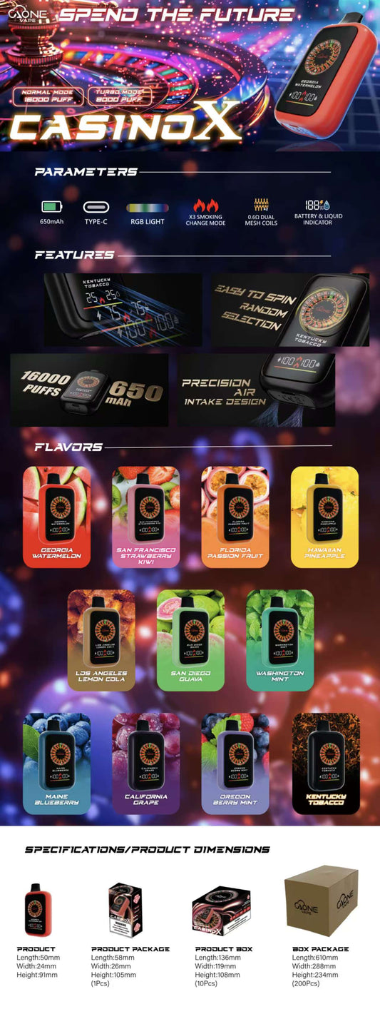 正版AONE VAPE CasinoX 16000口 拋棄式菸 賭場一次性電子煙